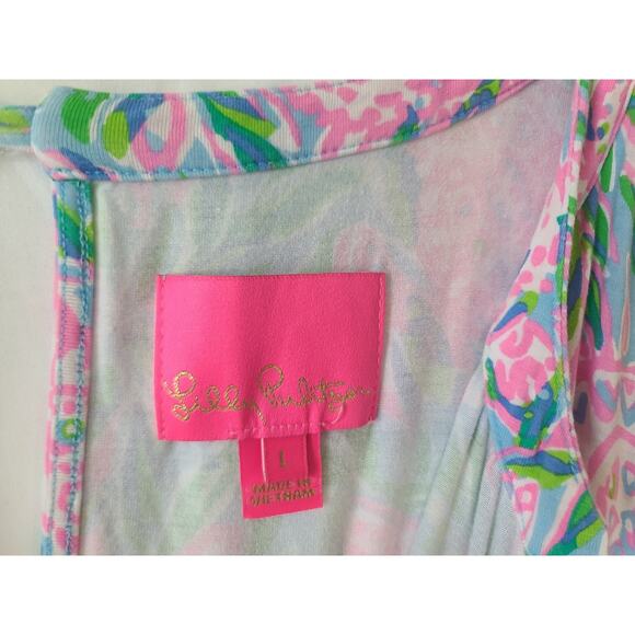 Lilly Pulitzer French Blue Turtely Ravi Short Sleeve Romper Large - Picture 6 of 9